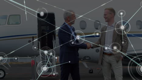 animación de la red de conexiones entre diversos empresarios en el aeropuerto