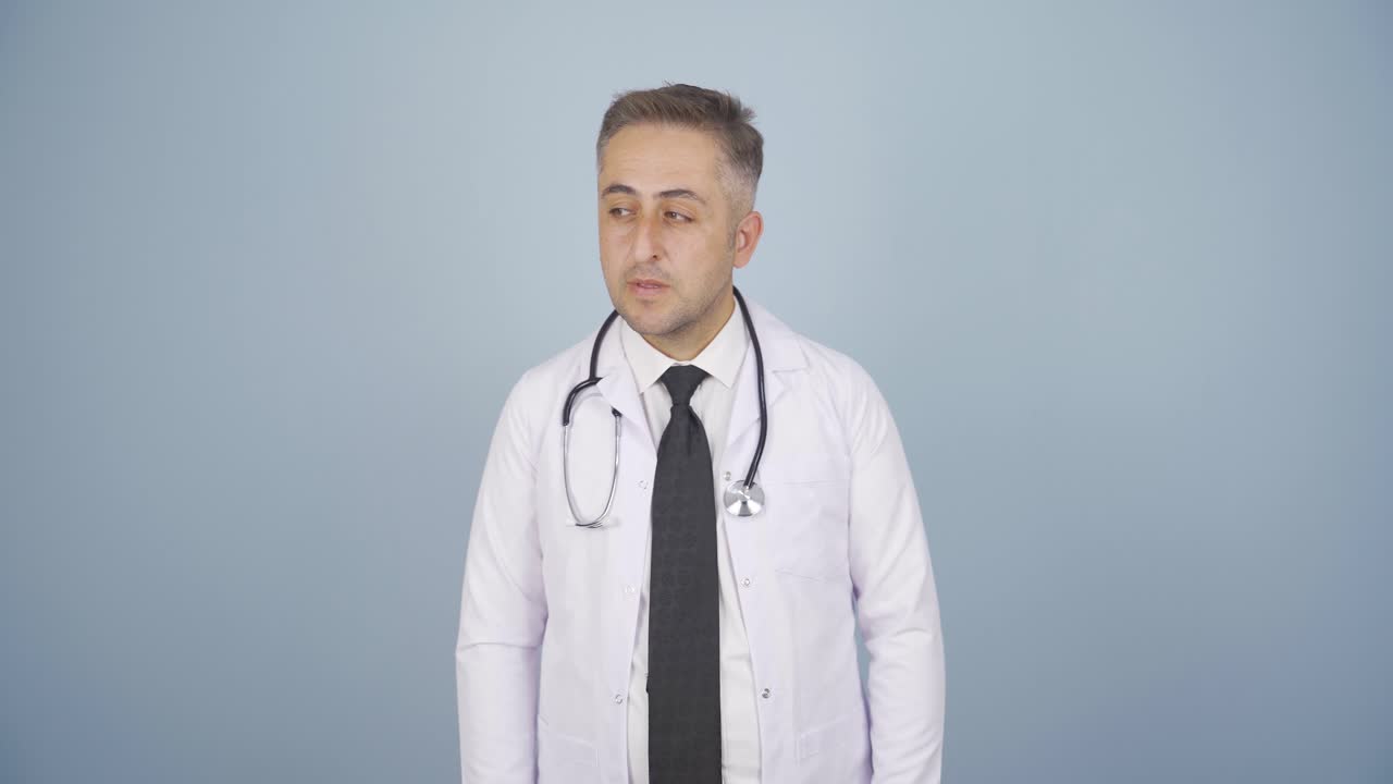 Doctor with occupational fatigue.