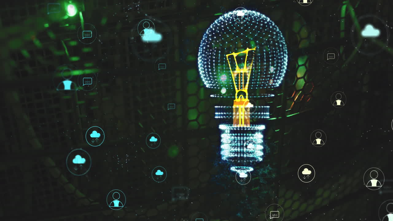 Animazione di lampadina ed elaborazione dati con connessioni su server