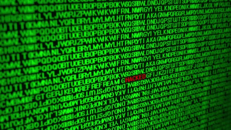 Data code animation showing danger message by hacking on the computer screen