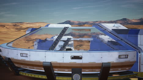 nave espacial futurista en un planeta desierto