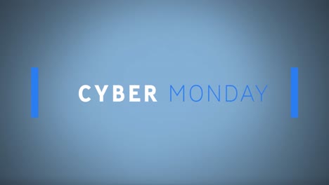animación del texto del lunes cibernético sobre fondo azul