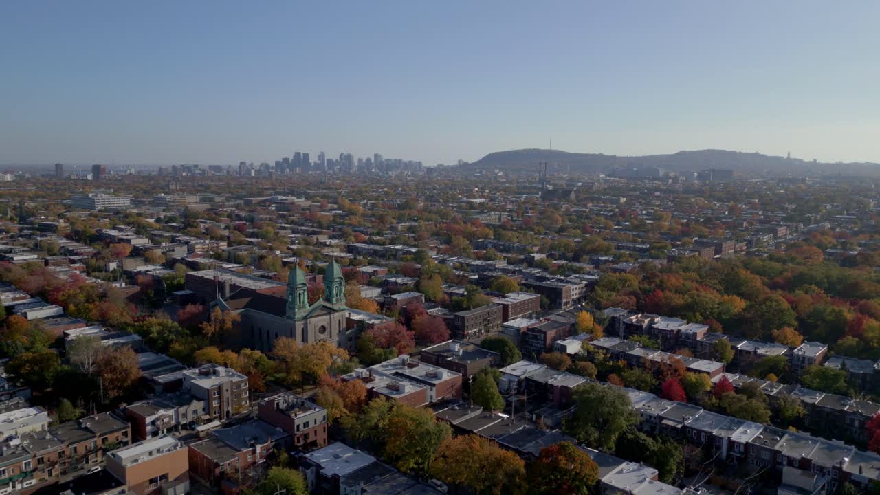 Panoramic Aerial View Of Montreal City During Autumn Season In Quebec, Canada.