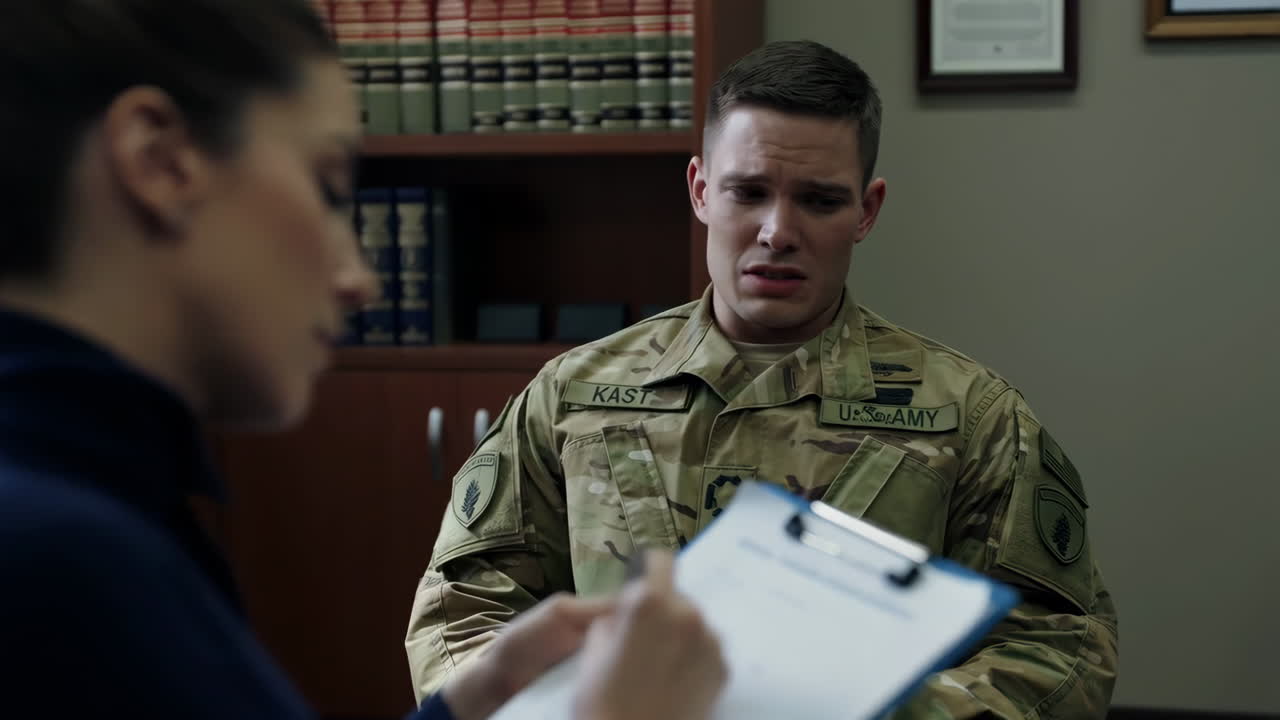 US Army soldier receiving counseling