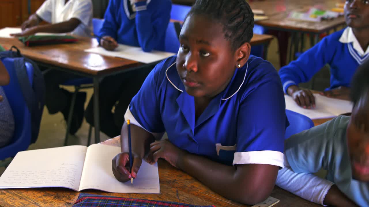 Schoolchildren in a lesson at a township school 4k