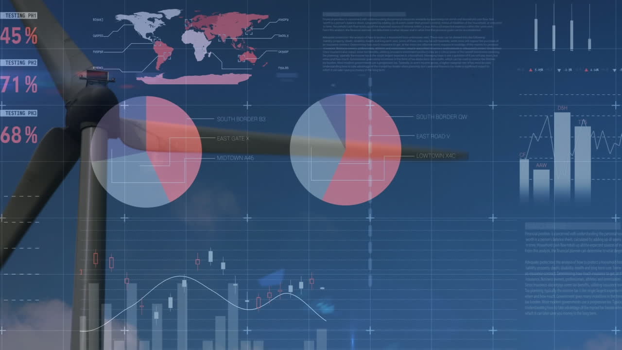 Animation of statistics processing over wind turbine