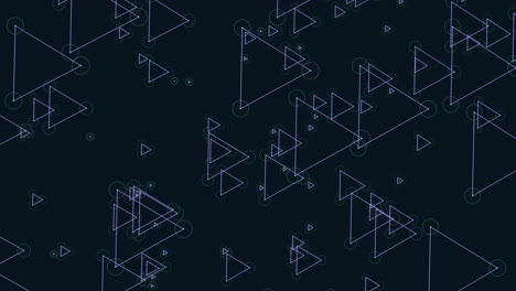 Futuristic triangles shape with neon dots on dark gradient