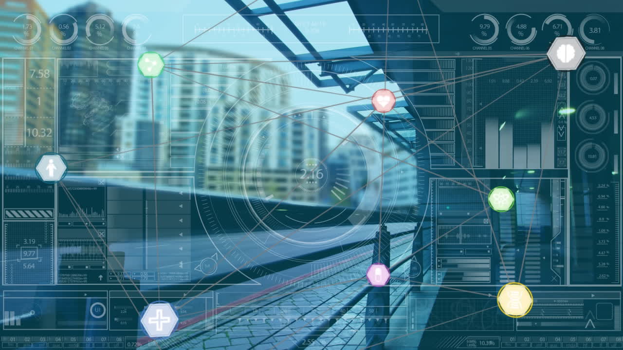 연결 아이콘의 웹과 기차역에 대한 데이터 처리