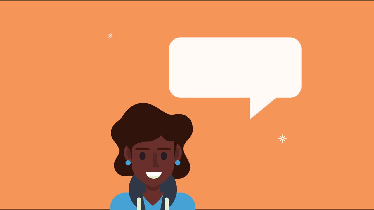 donna afro con la bolla del linguaggio social media