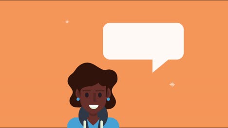 mujer afro con burbuja de habla redes sociales