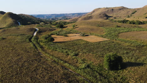 untouched nature with mountain green hills and plains in east sumba, indonesia