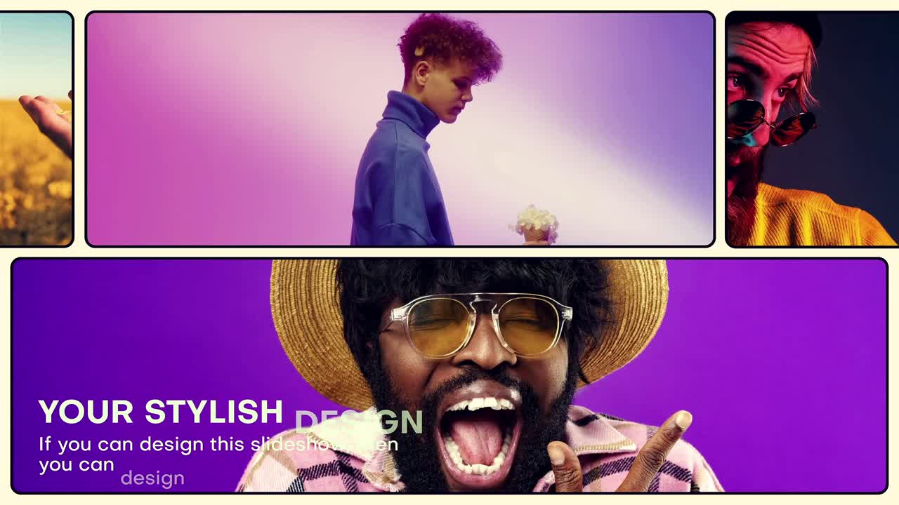 Dynamic multiscreen split screen slideshow opener for modern storytelling