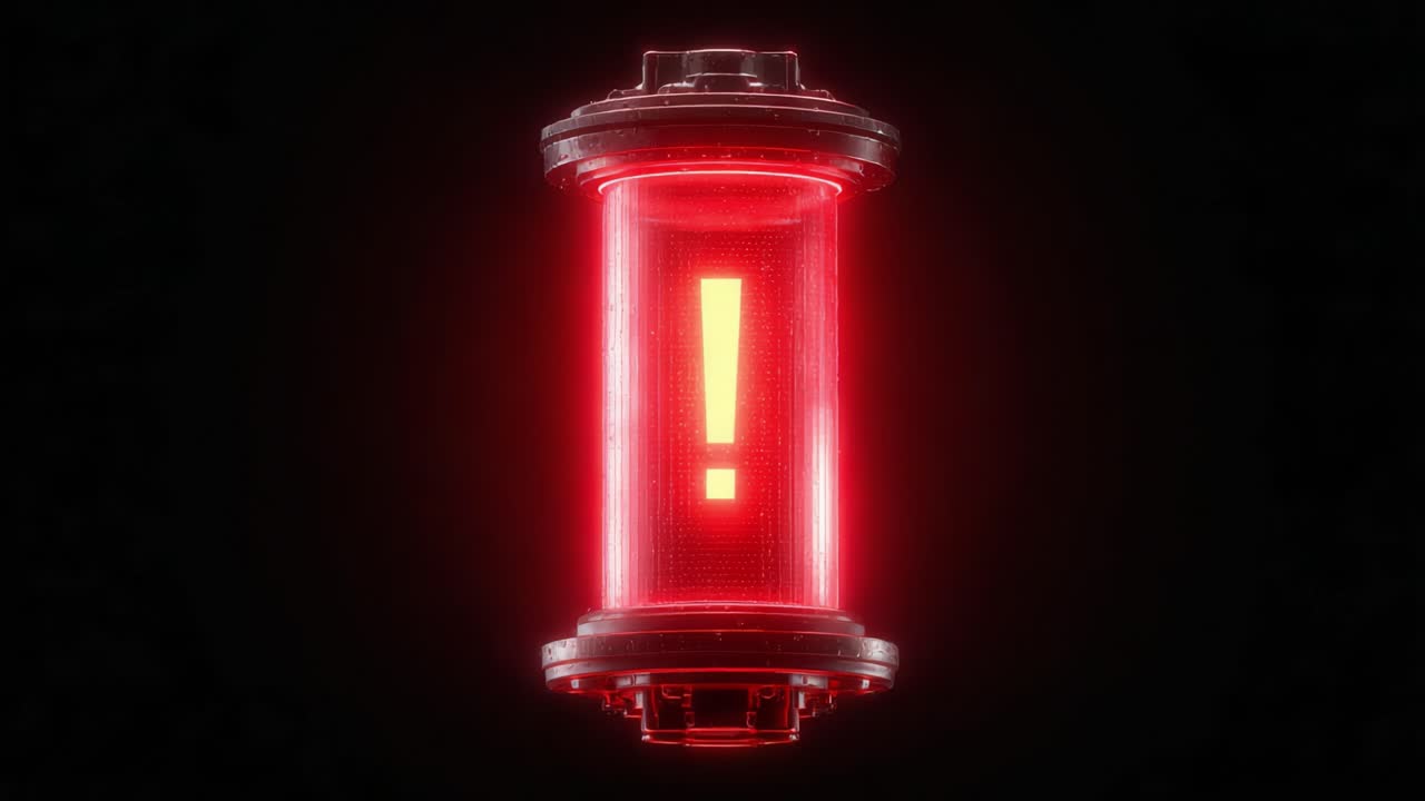 Un segnale di avvertimento rosso acceso: luce di allerta illuminata che enfatizza la sicurezza e la cautela con un sorprendente punto esclamativo, perfetto per situazioni di emergenza e notifiche