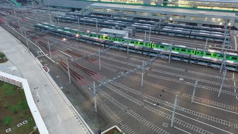 aerial view of a modern train depot