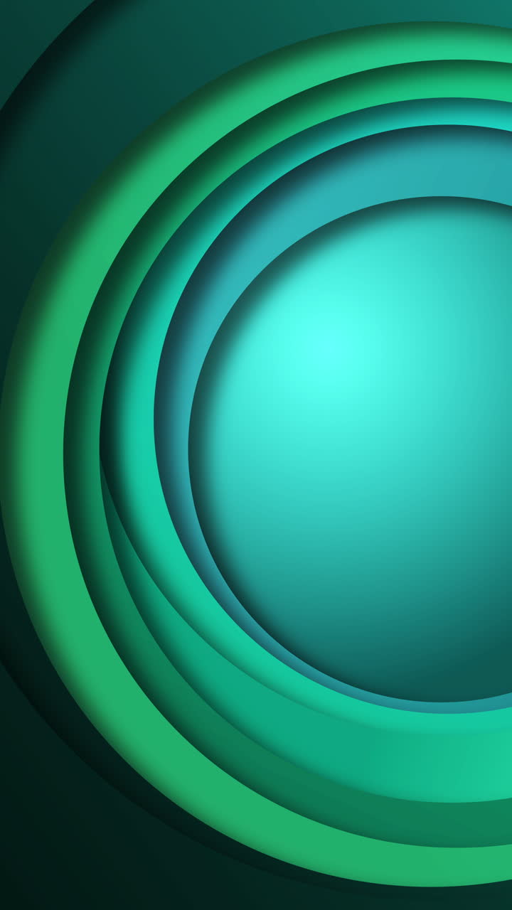 3D background with paper cut green round holes. Realistic design layout. Geometric loop vertical video.