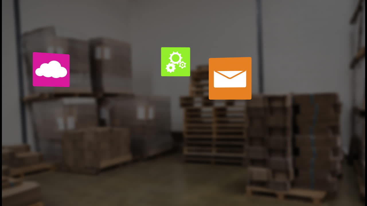 анимация медиа-икон над складом