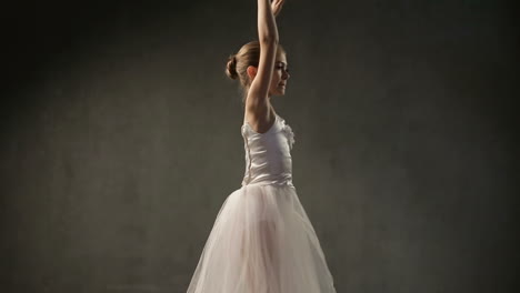 Young Ballet Dancers In Studio. Young ballerina with a clothing for performance dancing in the studio