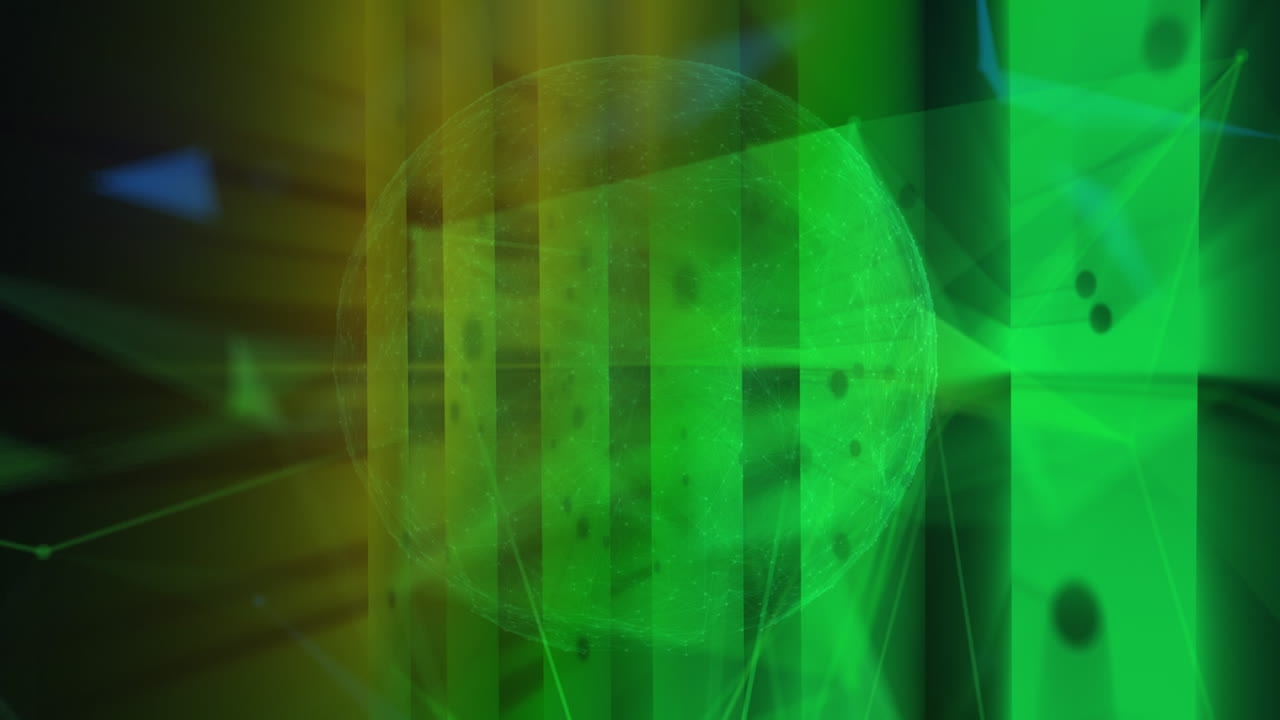 animación de formas en movimiento y globo sobre fondo verde