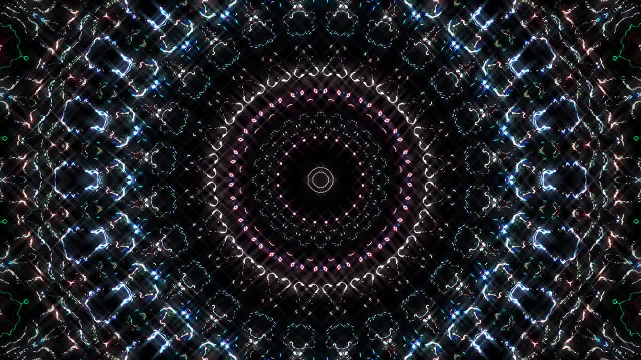 linee astratte forma di cerchio che forma punti di luci scintillanti colorate, sfondo nero