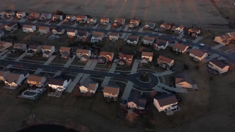 Private-estate-development-of-Flat-Rock-in-Michigan,-aerial-drone-view