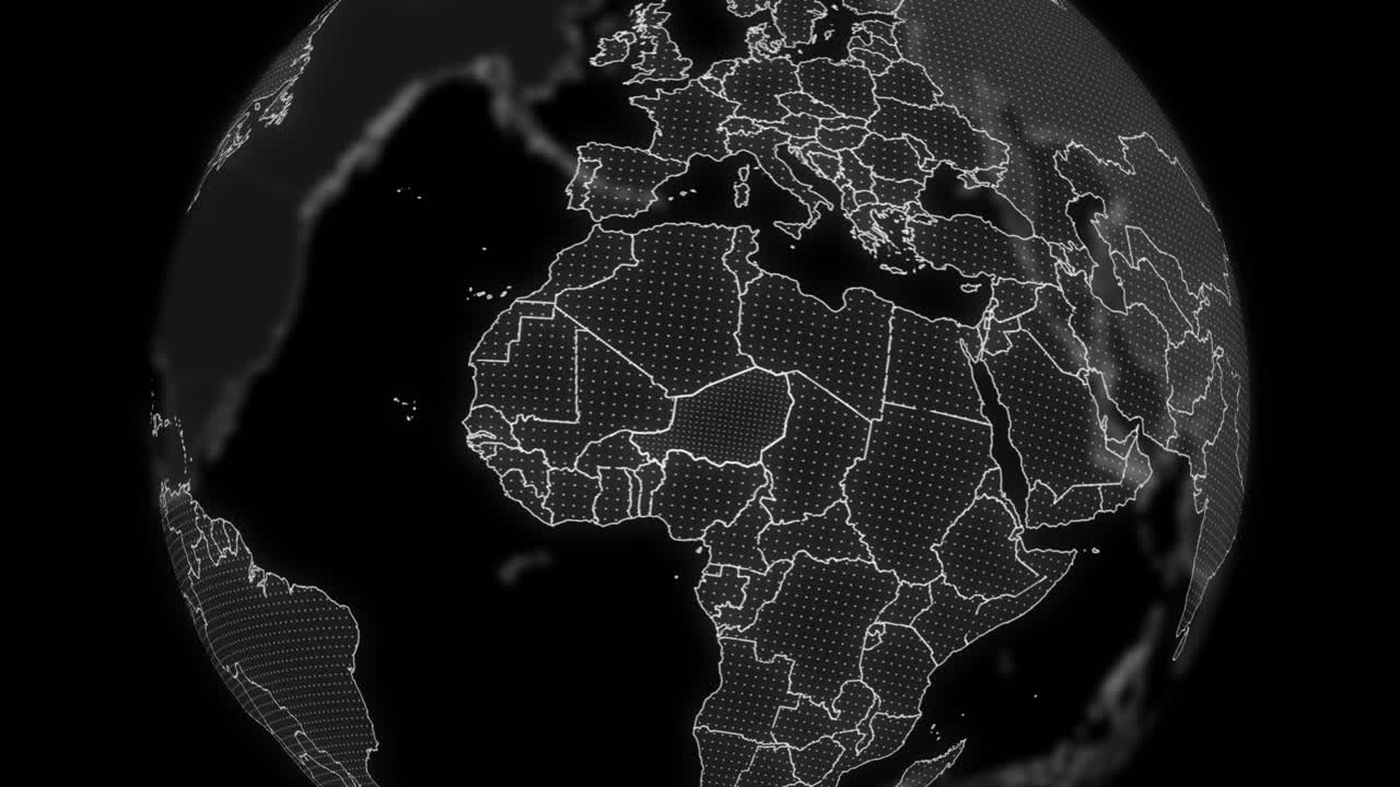 니제르 국가 알파 데이터 분석 기술을 편집하기 위해 지구가 회전하고, 영화 비디오는 디지털 지구가 회전하고, 니제르 국가 알파를 편집하기 위해 템플릿을 확대합니다.