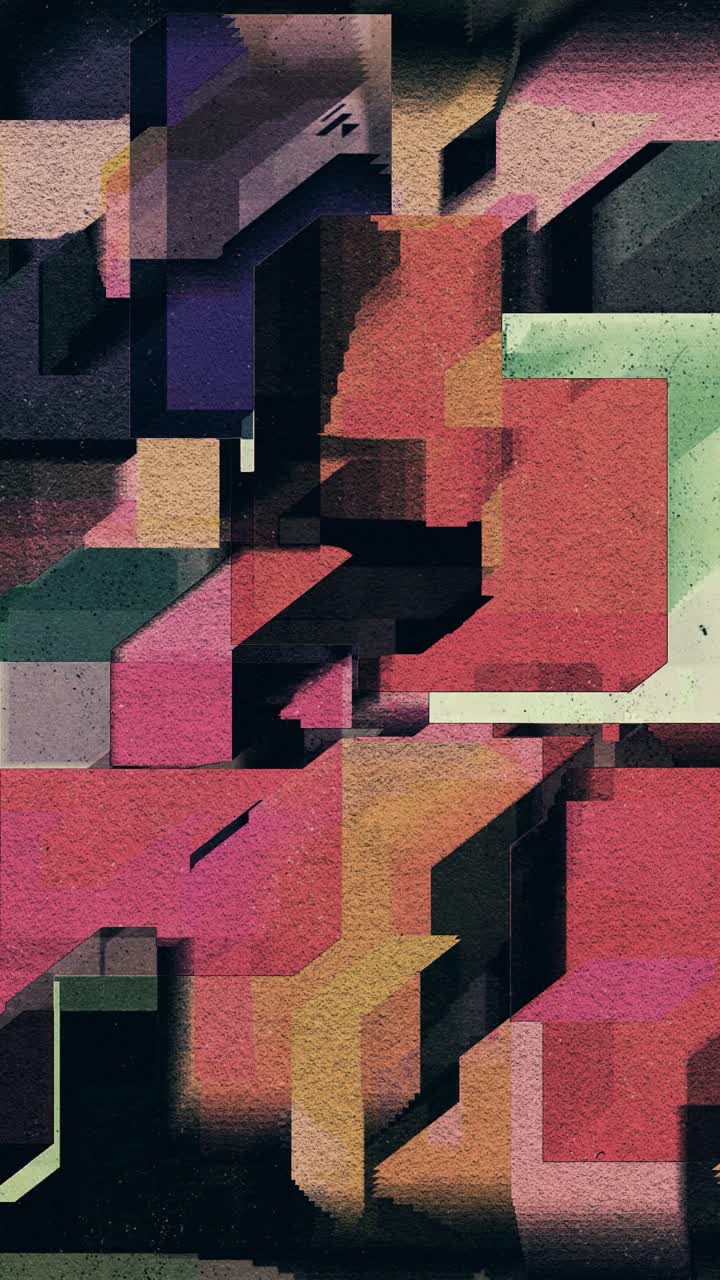Textured Abstract Geometric Shapes Moving in a Seamless Loop