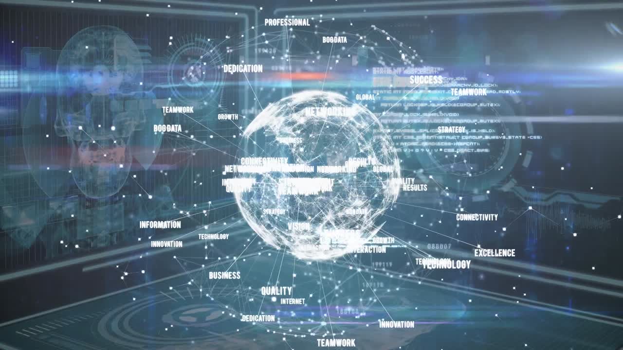 지구와 숫자가 바뀌는 의료 데이터의 애니메이션