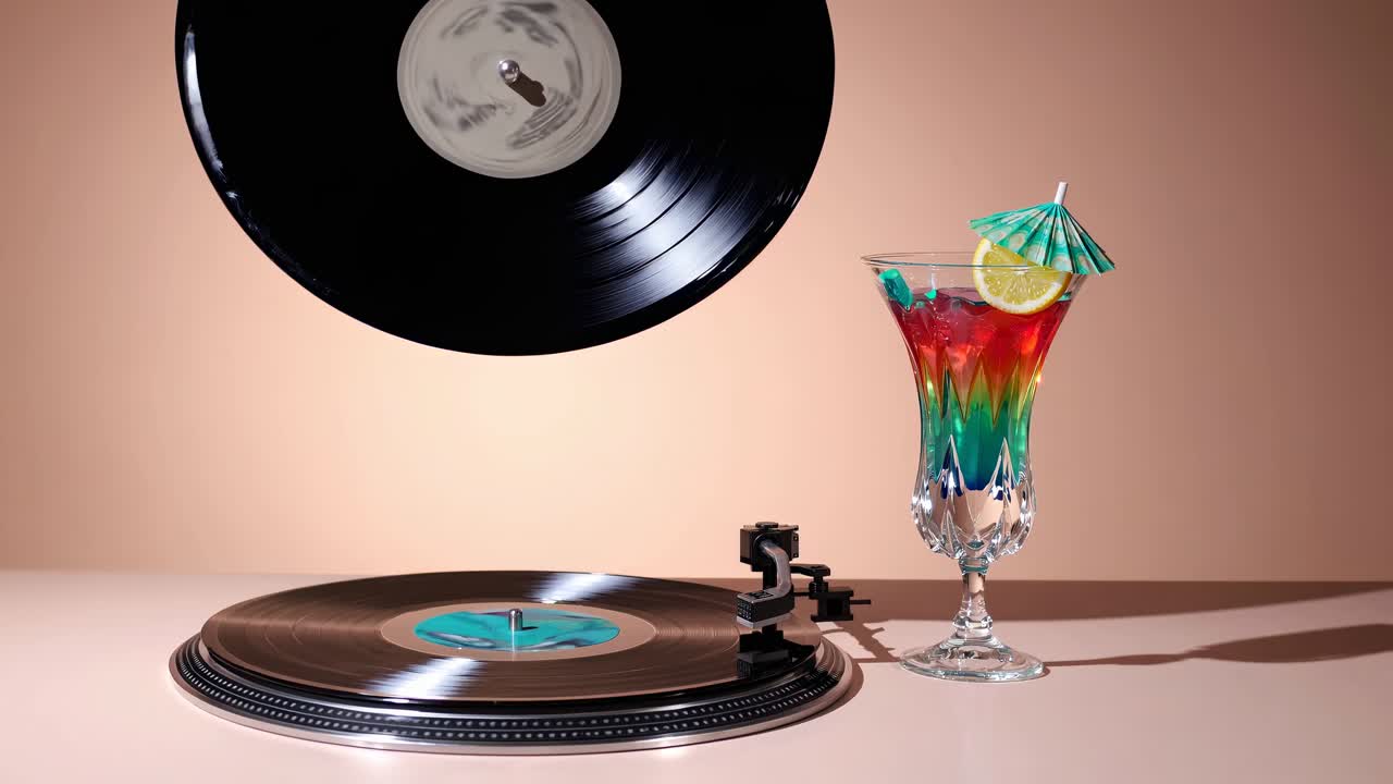 레트로 레인보우 테일 및 비닐 레코드