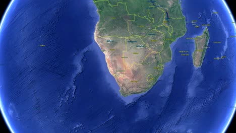 Lesotho with flag. 3d earth in space - zoom in Lesotho outer