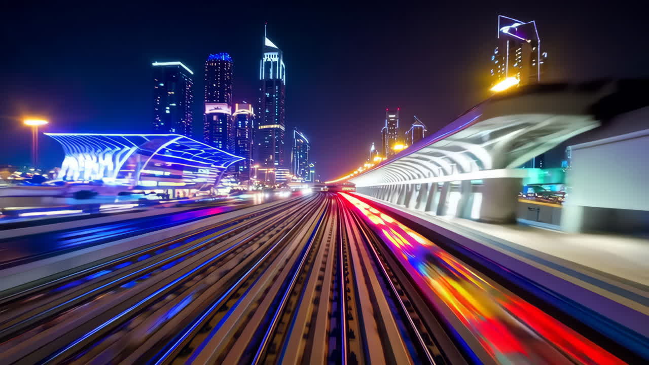 Dubai Metro at Night