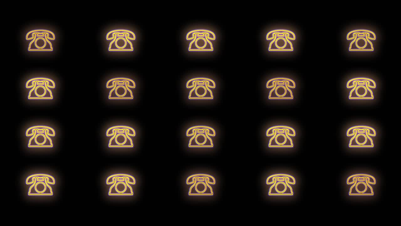 patrón de teléfono retro de neón pulsante con luz led en estilo casino