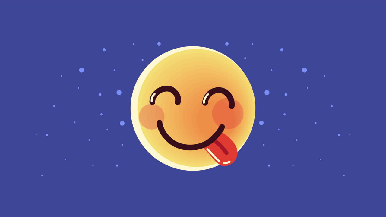 달한 미소 짓는 얼굴과 어나온 혀 에모지