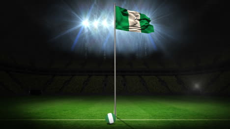 Bandera-Nacional-De-Nigeria-Ondeando-En-El-Asta-De-La-Bandera