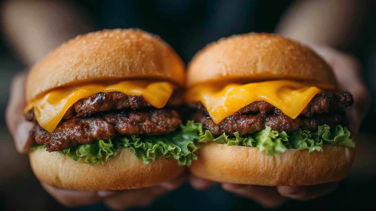 Deliciously Juicy Double Cheeseburgers Stacked High with Savory Patties, Melted Cheese, and Fresh Greens Await to Tempt Your Taste Buds in Every Bite