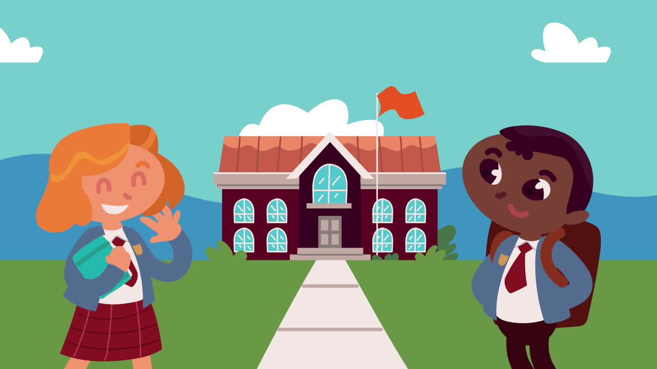 인종 간의 작은 학생 커플 야외 장면