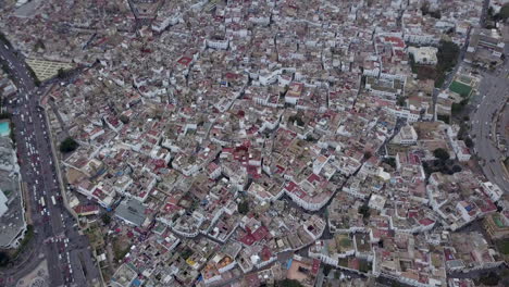 Aerial-shot-of-Casablanca-with-a-view-on-the-old-medina-and-the-Mosque-Hassan-II