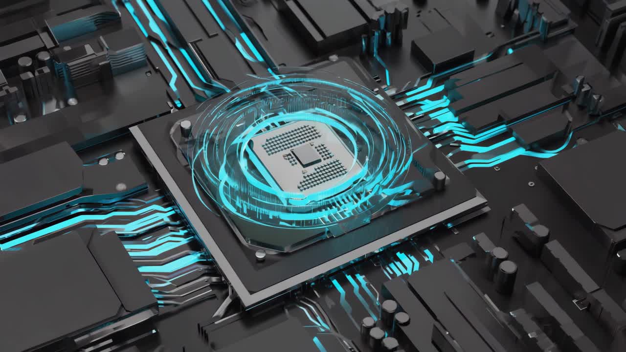 Close-up of a CPU processor chip