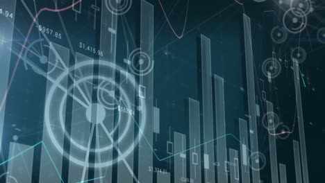 Animation-Von-Statistiken-Und-Datenverarbeitung-Auf-Blauem-Hintergrund