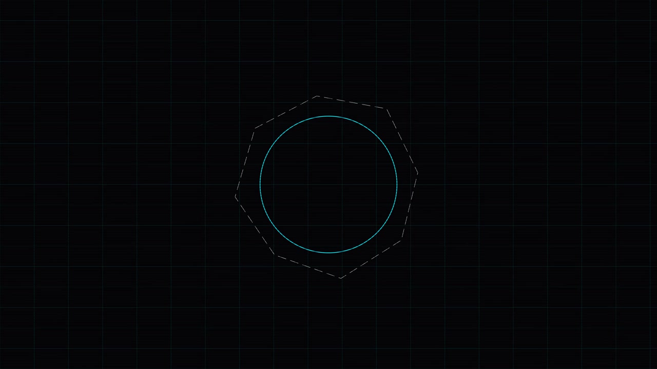 Abstract Digital Motion Graphics with Geometric Shapes and Grid