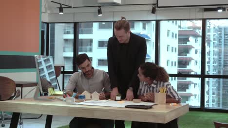 creative business people group having conversation at office desk in workplace.