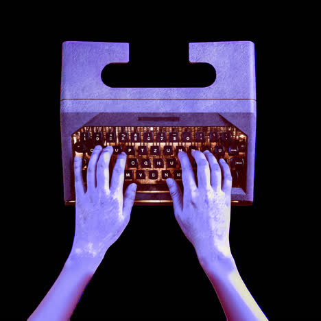 retro typewriter with vibrant colors animation isolated asset, transparent 4k video, alpha channel