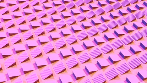 escaleras rosadas en movimiento imágenes 3d. escaleras deslizantes filas animación abstracta sin costuras. escaleras isométricas interiores en líneas vista superior. formas volumétricas movimiento. vídeo en bucle creativo dinámico