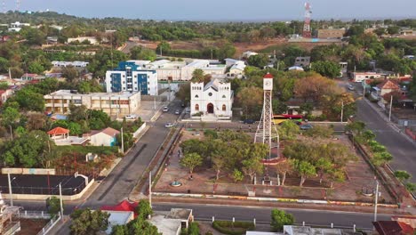 Church-and-clock-tower-at-San-Fernando-de-Montecristi-in-Dominican-Republic