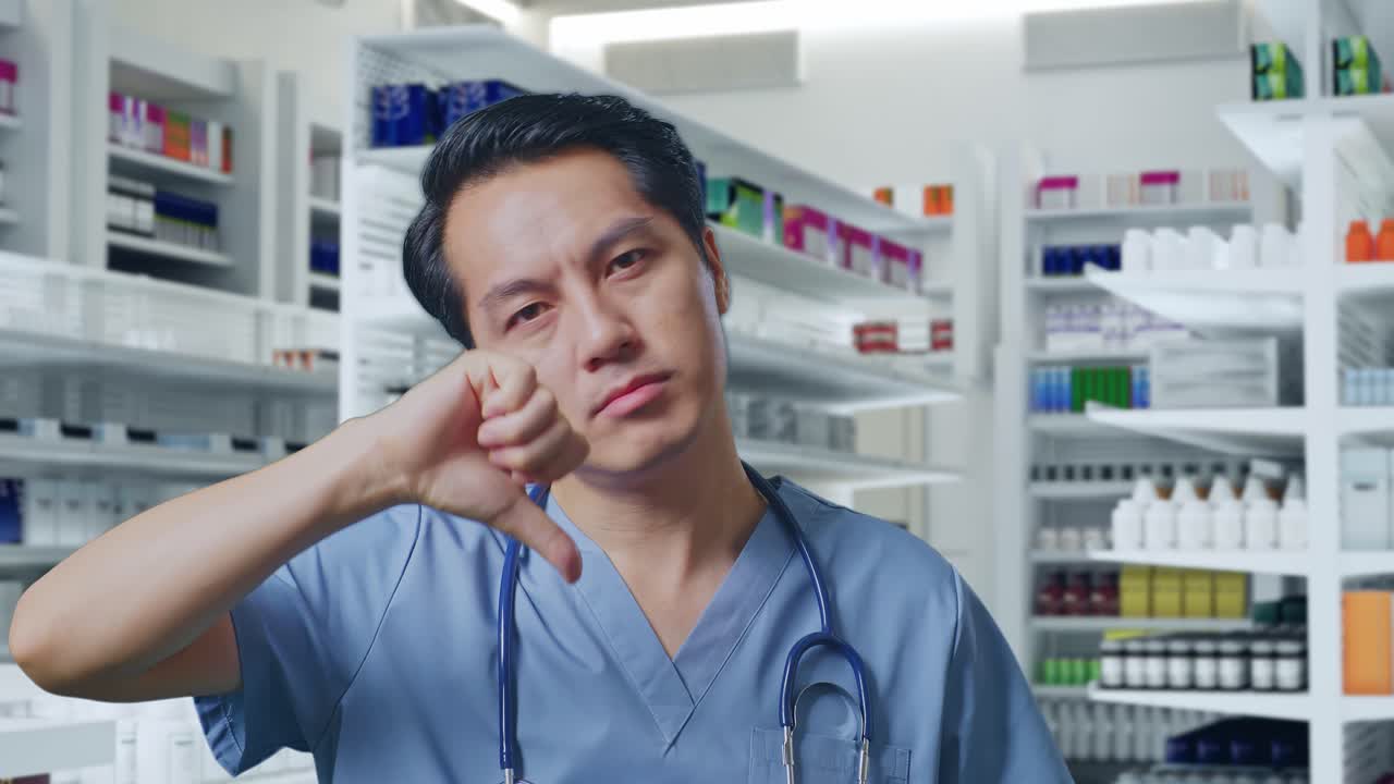 스테토스코프 를 들고 있는 아시아인 남성 의사 의 근접 사진