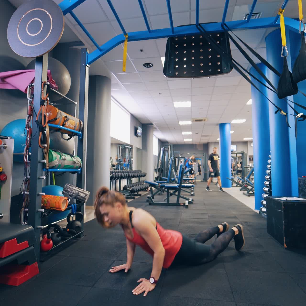 Active girl in fitness gym