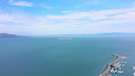 flying towards alcatraz island in san francisco