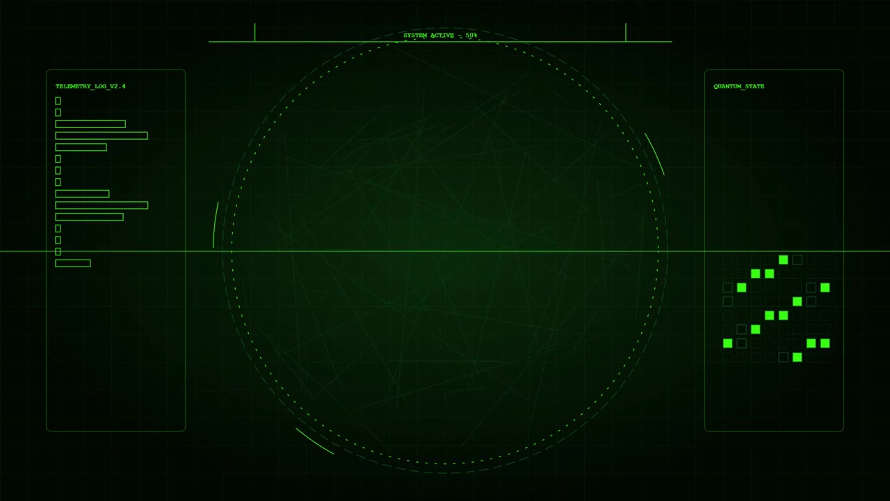 Futuristic Digital Radar Interface with Data Visualization