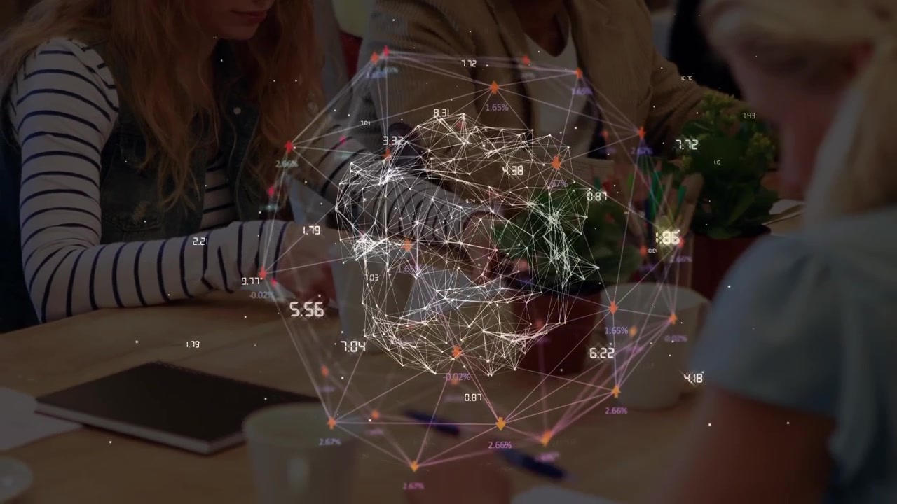 Animation of network of connections over airplane