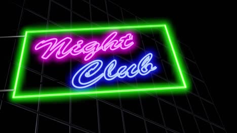 nightclub neon sign outside disco or nightlife entrance - 4k