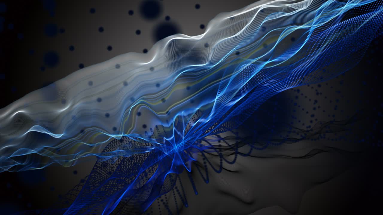 천천히 움직이는 입자 파동 물체와 함께 환상적인 애니메이션, 4096x2304 루프 4k